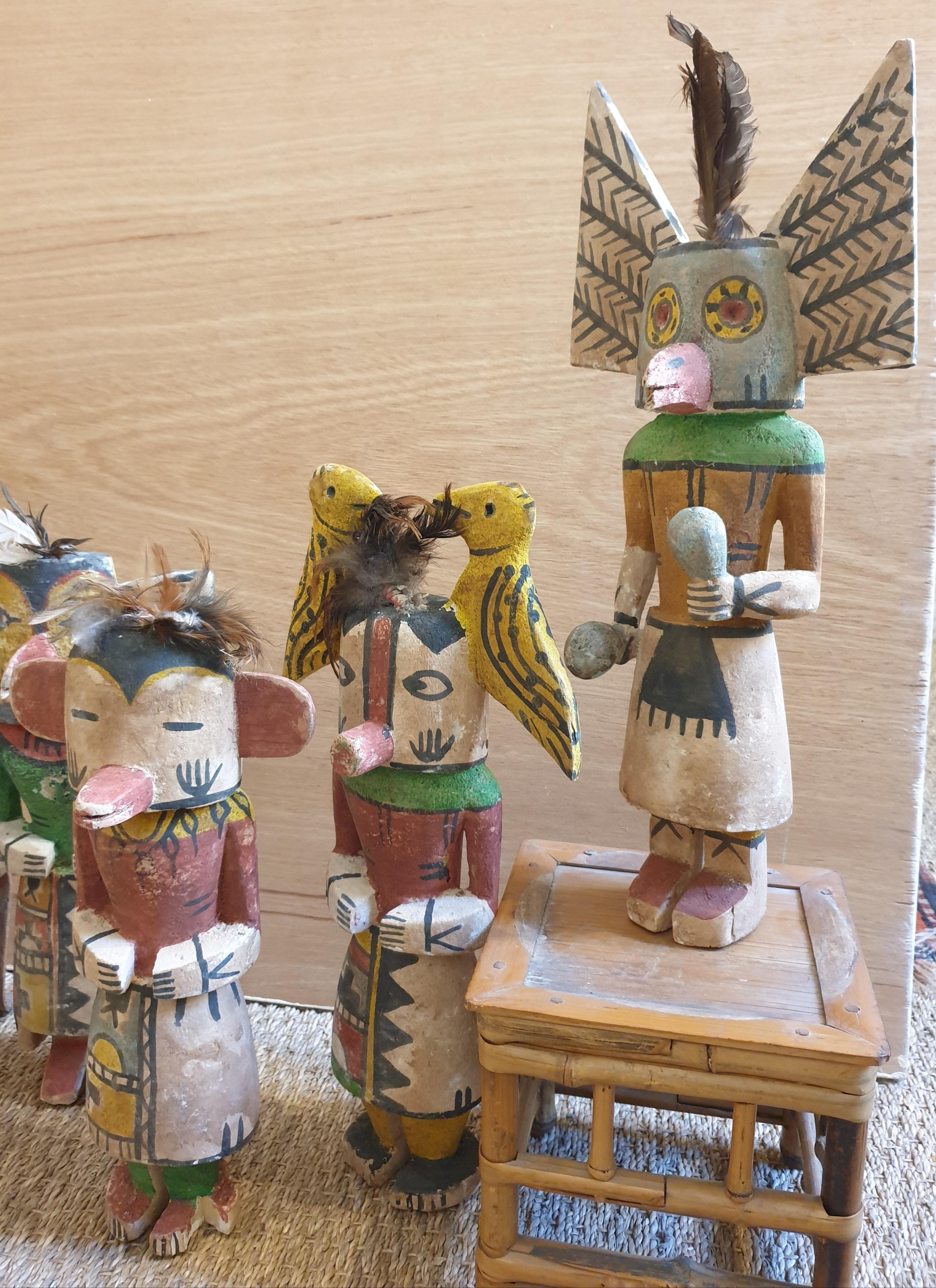 Group of Six Native North American Hopi Katsina (Kachina) Dolls. - Sculpture by Hopi Craftsmen