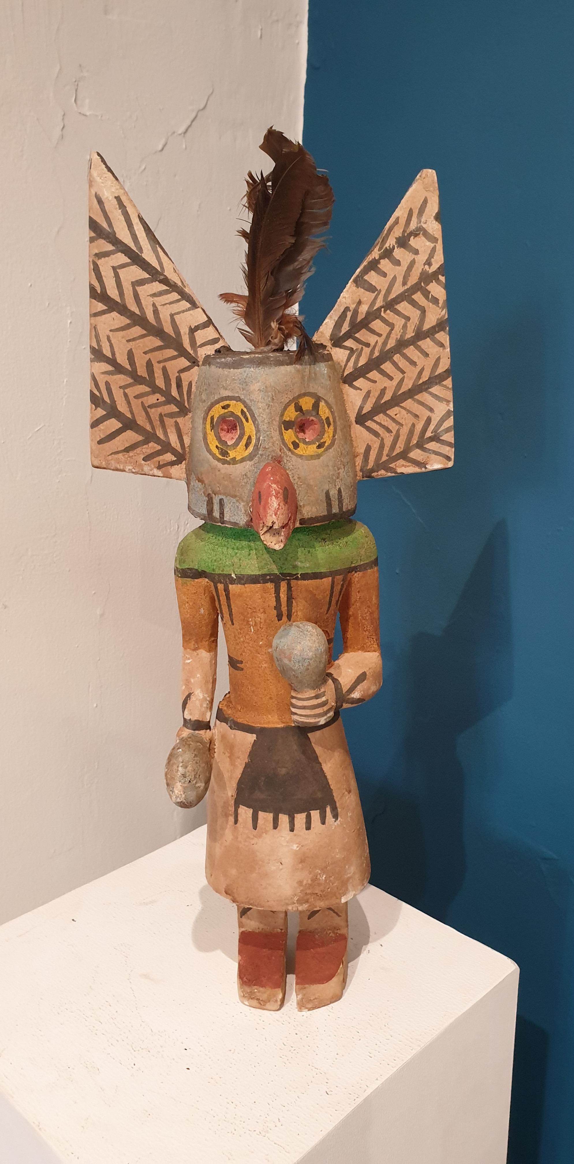 
Group of six Native North American carved wood and painted effigy figures, Hopi Katsina or Kachina dolls.

Six wonderfully playful, brightly coloured and highly individual Hopi Katsina dolls. Each doll representing a different spirit or