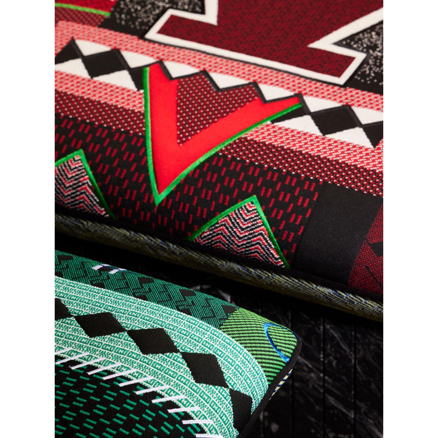 Hopi Ottomane mit grünem Muster von Marta Bakowski (Französisch) im Angebot