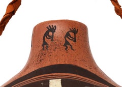 1989 Hopi-Tewa Painted Pottery Canteen by Jean Sahme Nampeyo with Kokopelli