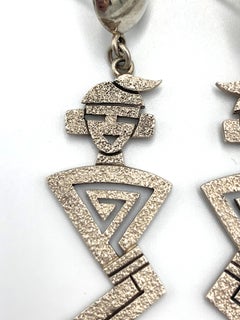 Hopi Sterling Silver Tufa Cast Dangle Post Earrings by Roy Talaheftewa