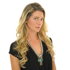 Hopi Stone-Set Sterling Cross by Marcus Yowytewa