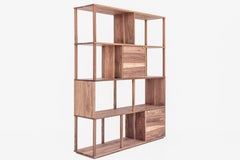 Hopscotch Shelving Unit in American Walnut with Brass Detail by Mr and Mrs White