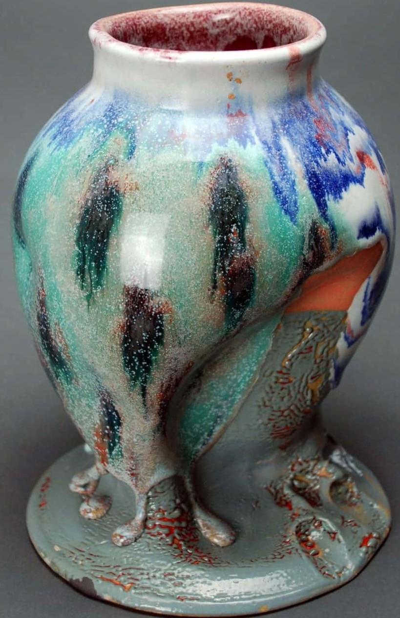 Smaltato Vaso Hopscotch in gres di Malcolm Mobutu Smith in vendita