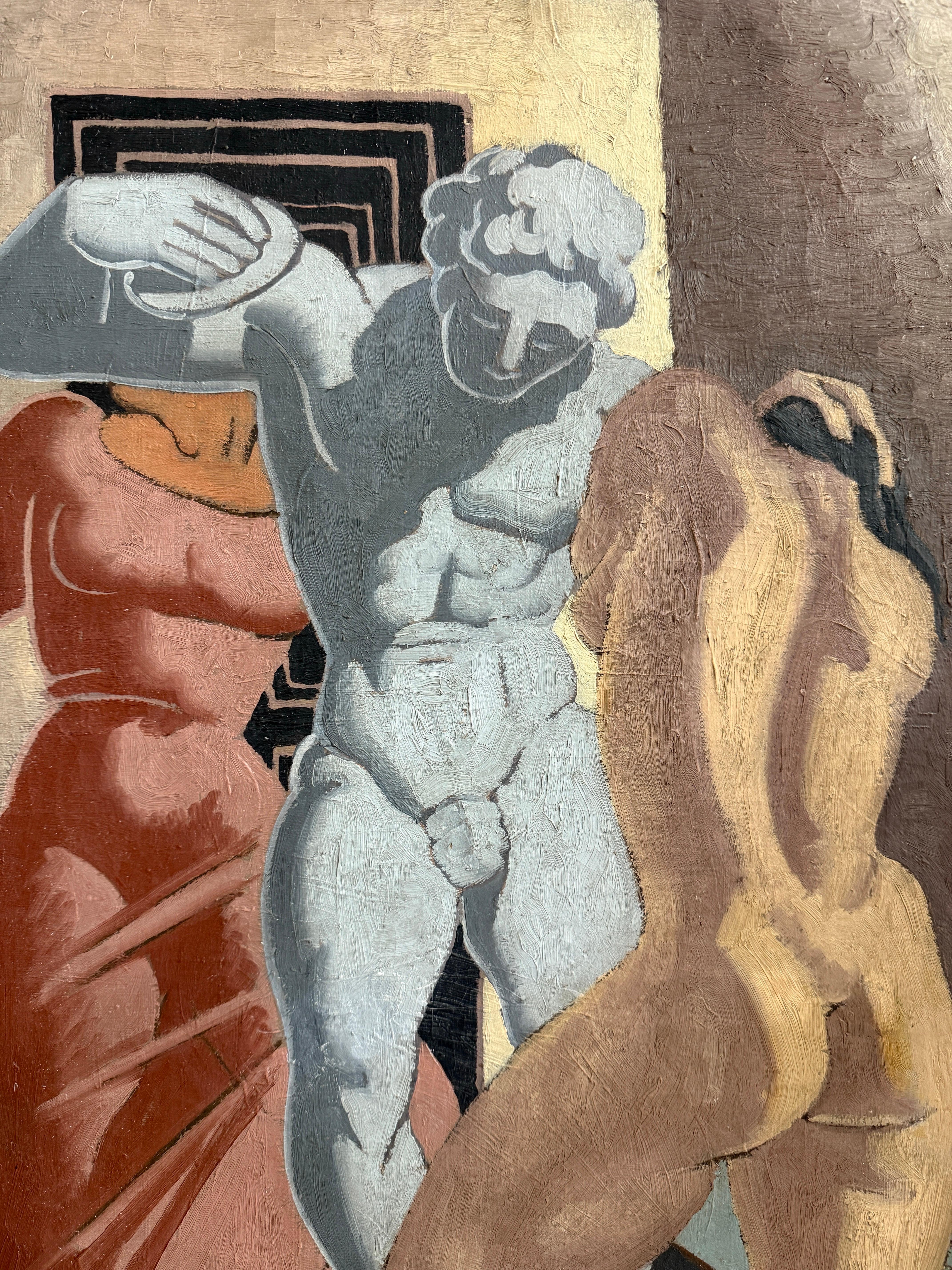 Milieu du XXe siècle Horace Armistrad 1937 Peinture à l'huile Scène néo-classique en vente