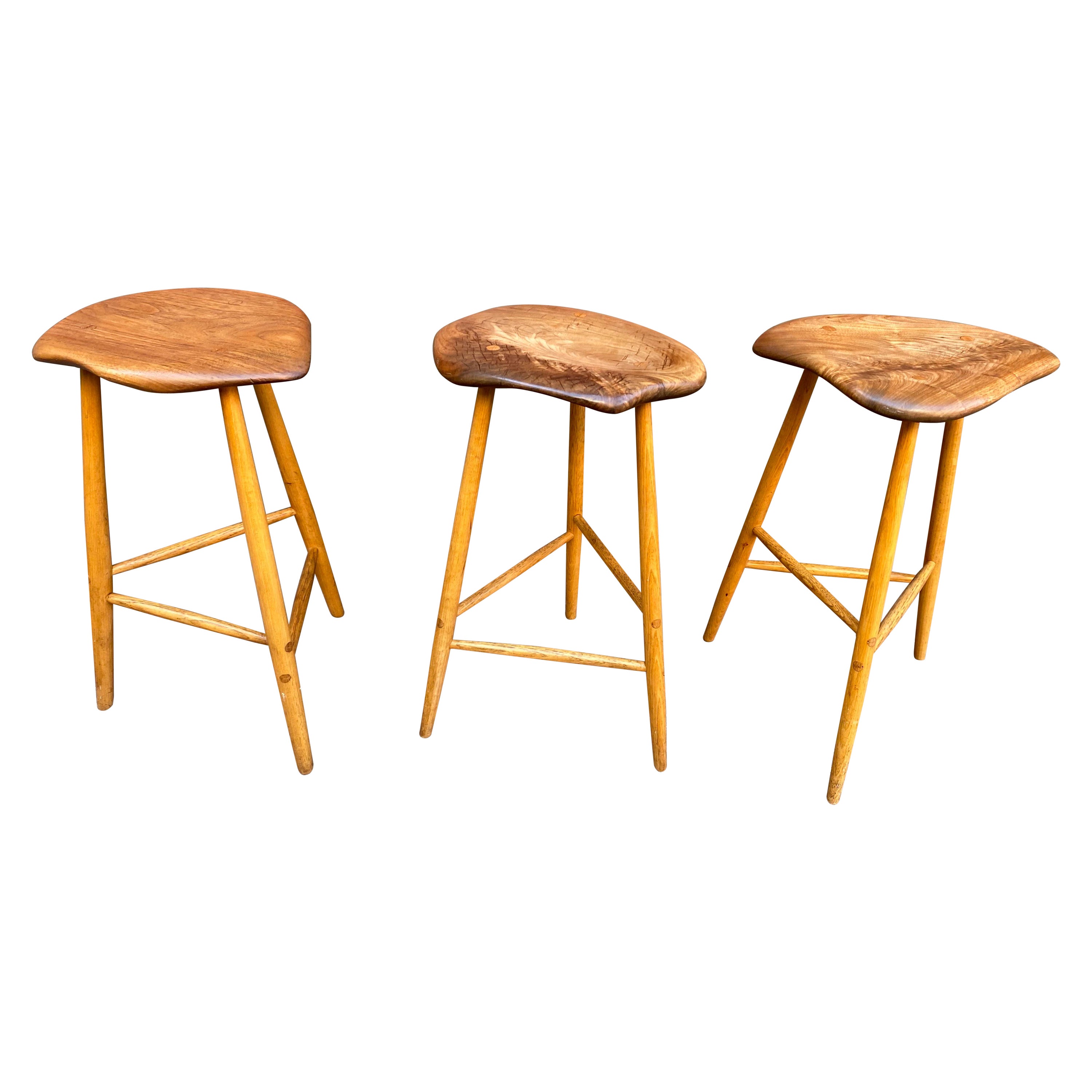 Horace B. Hartshaw Set of 3 Stools /Student of Wharton Esherick