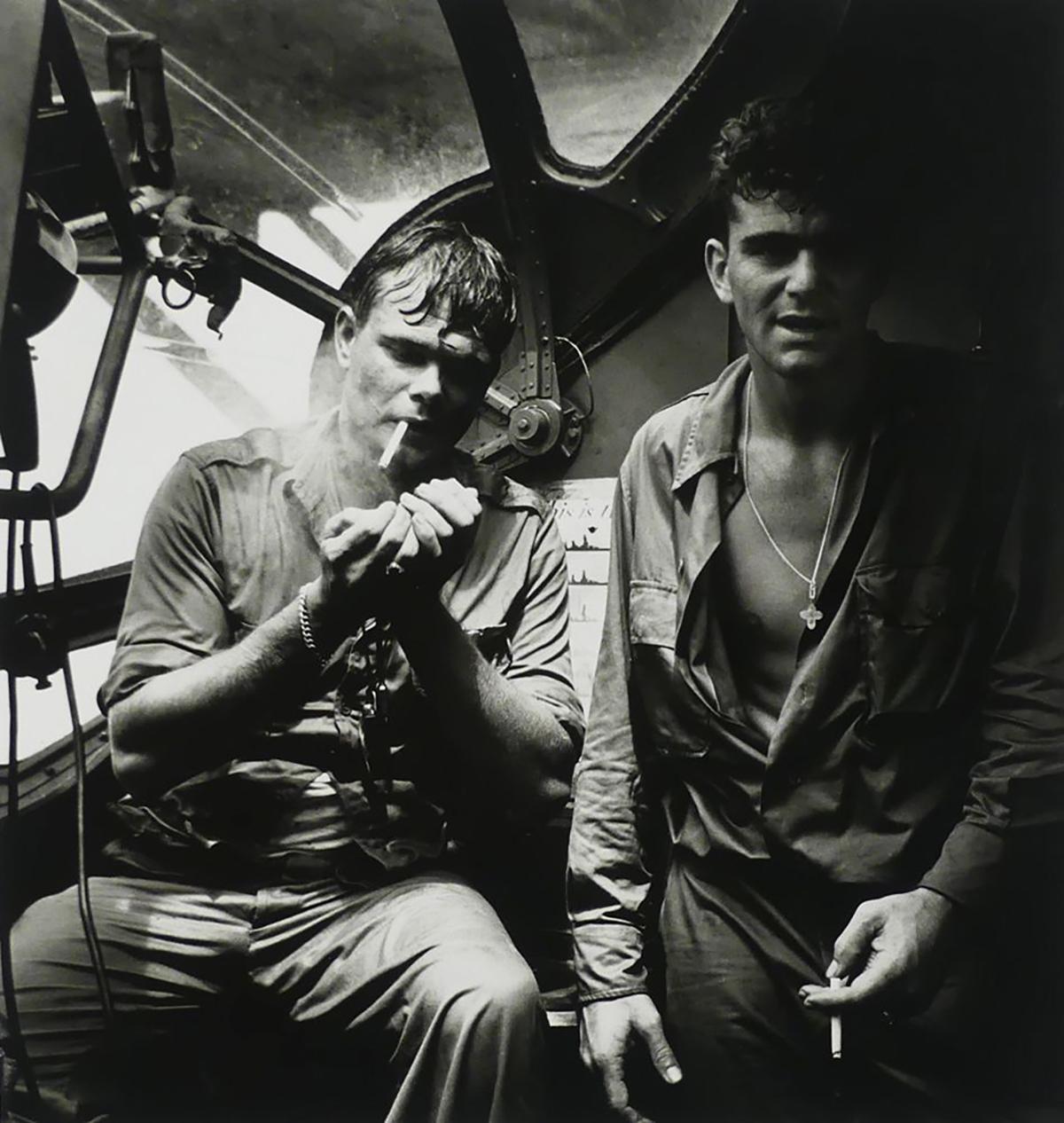 Horace Bristol Black and White Photograph - Rescued Airman (Smoking Aboard 'PBY Blister Gunner'), Rabaul