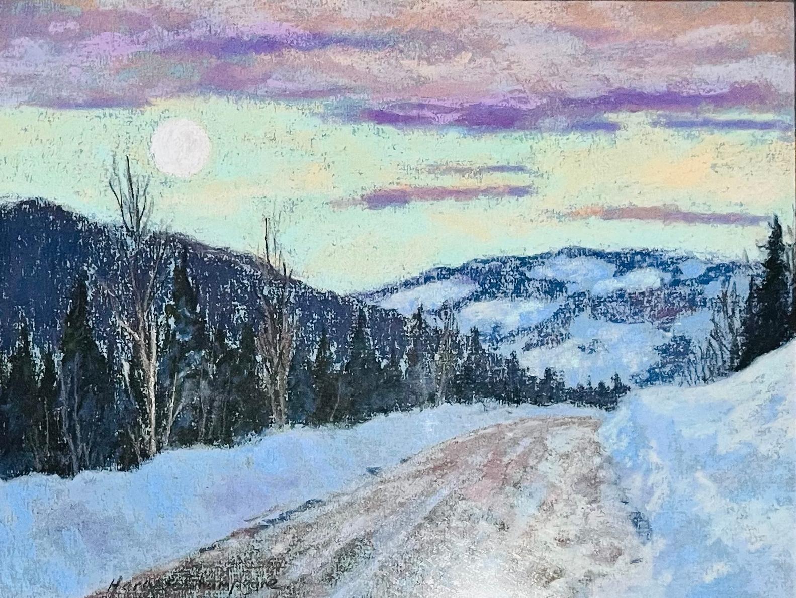 Puesta de Luna Llena - Mixed Media Art de Horace Champagne