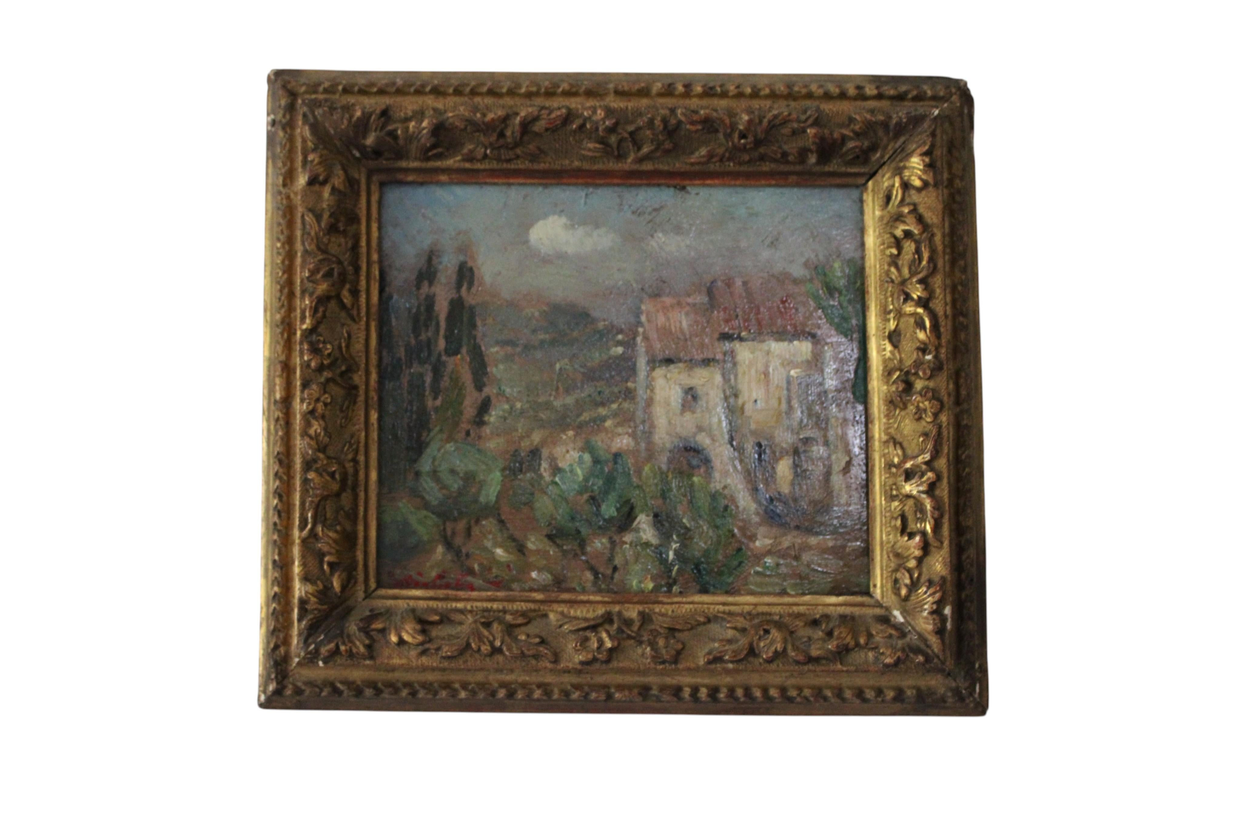 Horace Charles Richebé  Abstract Painting - Antique French Impressionist Landscape Oil Painting in Original Frame