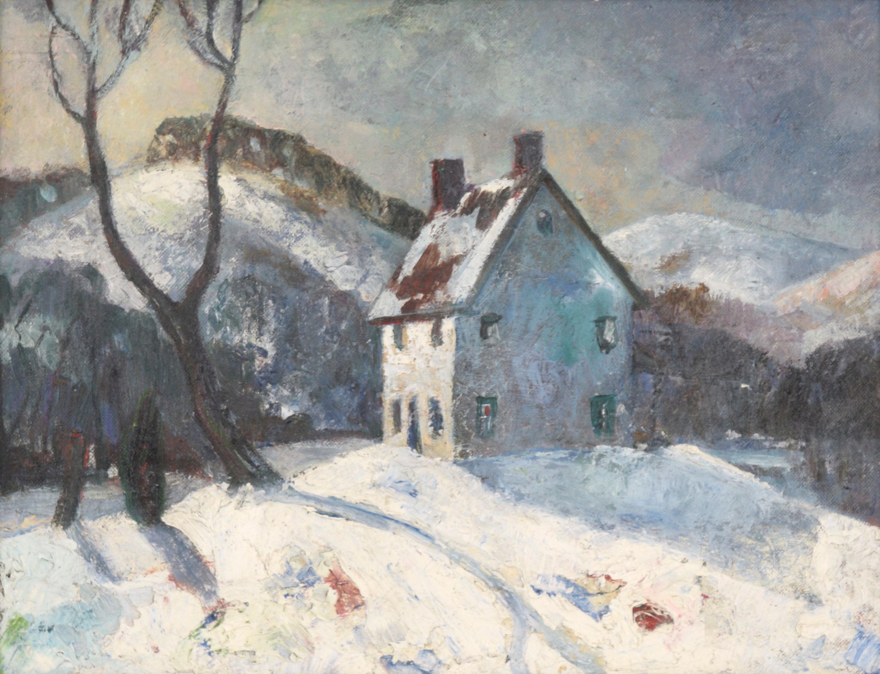 Melting Snow on the Cabin - Winter Landscape by Horace Shaw - Painting by Horace Dearborn Shaw