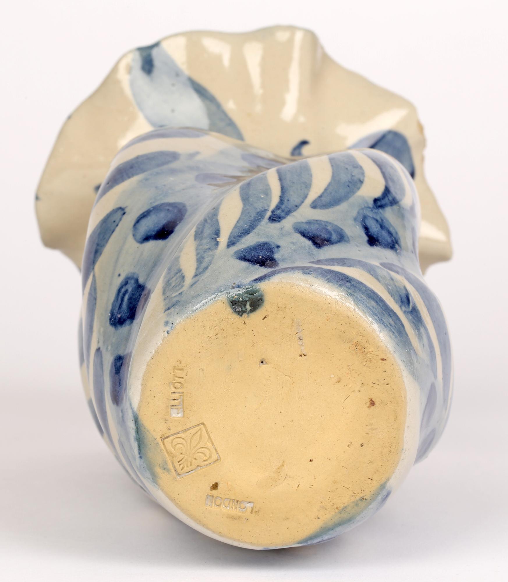 Horace Elliott London Arts & Crafts Studio Pottery Blue Glazed Flower Vase  For Sale 5