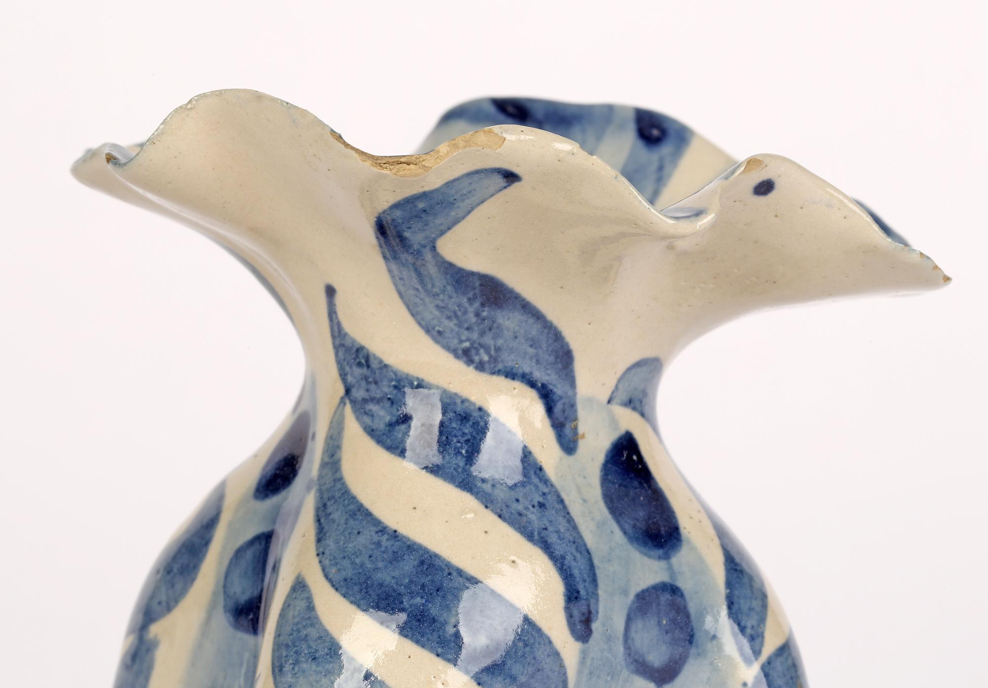 Horace Elliott London Arts & Crafts Studio Pottery Blue Glazed Flower Vase  For Sale 6