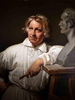 Portrait de Berthe Thorwaldsen avec buste d'Horace Vernet - 1833