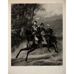 1851 original engraving by Horace Vernet - portrait of Louis-Napoléon Bonaparte