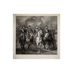 XIXth Century engraving by Horace Vernet Louis Philippe 1er et les princes