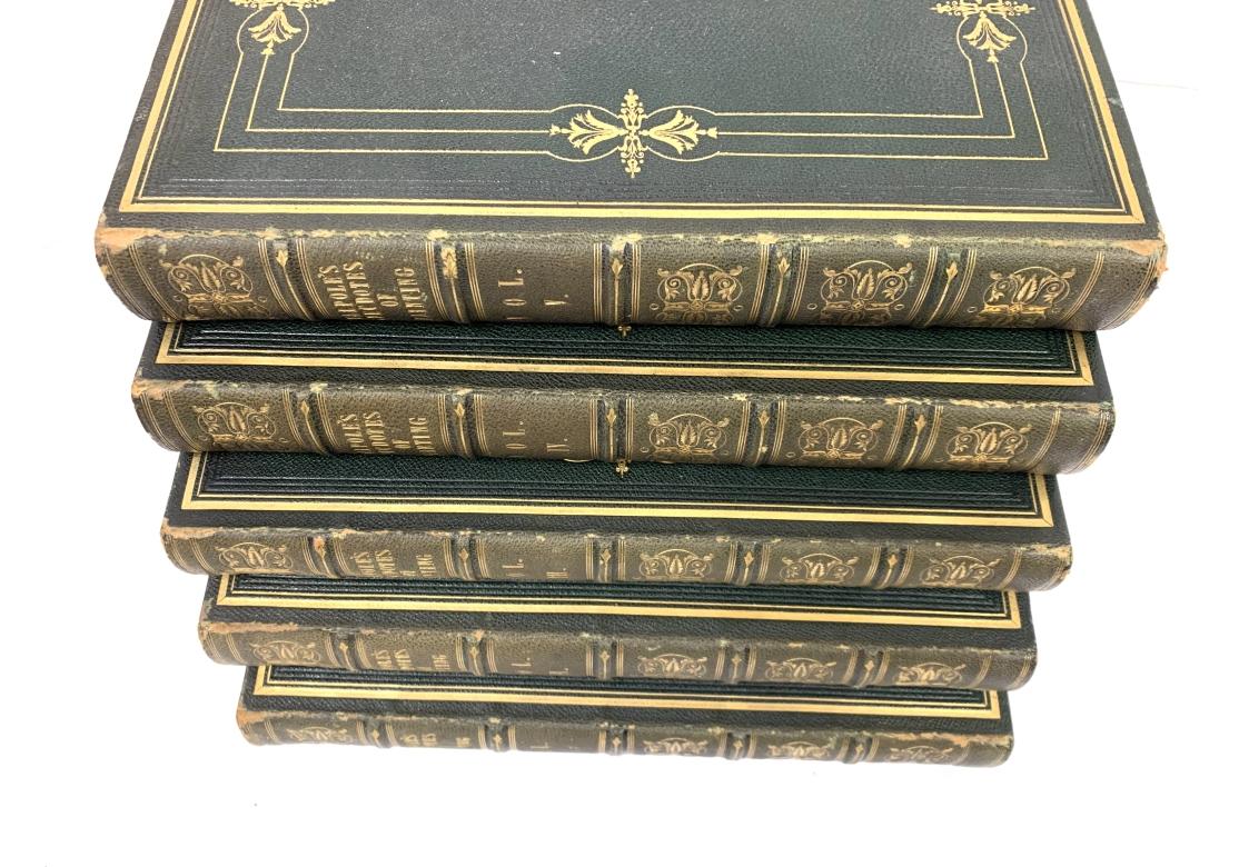 London, The Shakespeare Press for John Major and Robert Jennings, 5 Vol. set, 1828. Dark green leather with gilt. Gilt edges, red end papers, ribbon markers.
Each volume published on different date - Feb. 15, 1826, Sept. 15, 1826, Oct. 15, 1827, May