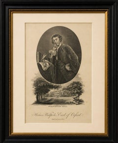 Horace Walpole Portrait - Strawberry Hill Engraving after Reynolds, 1787