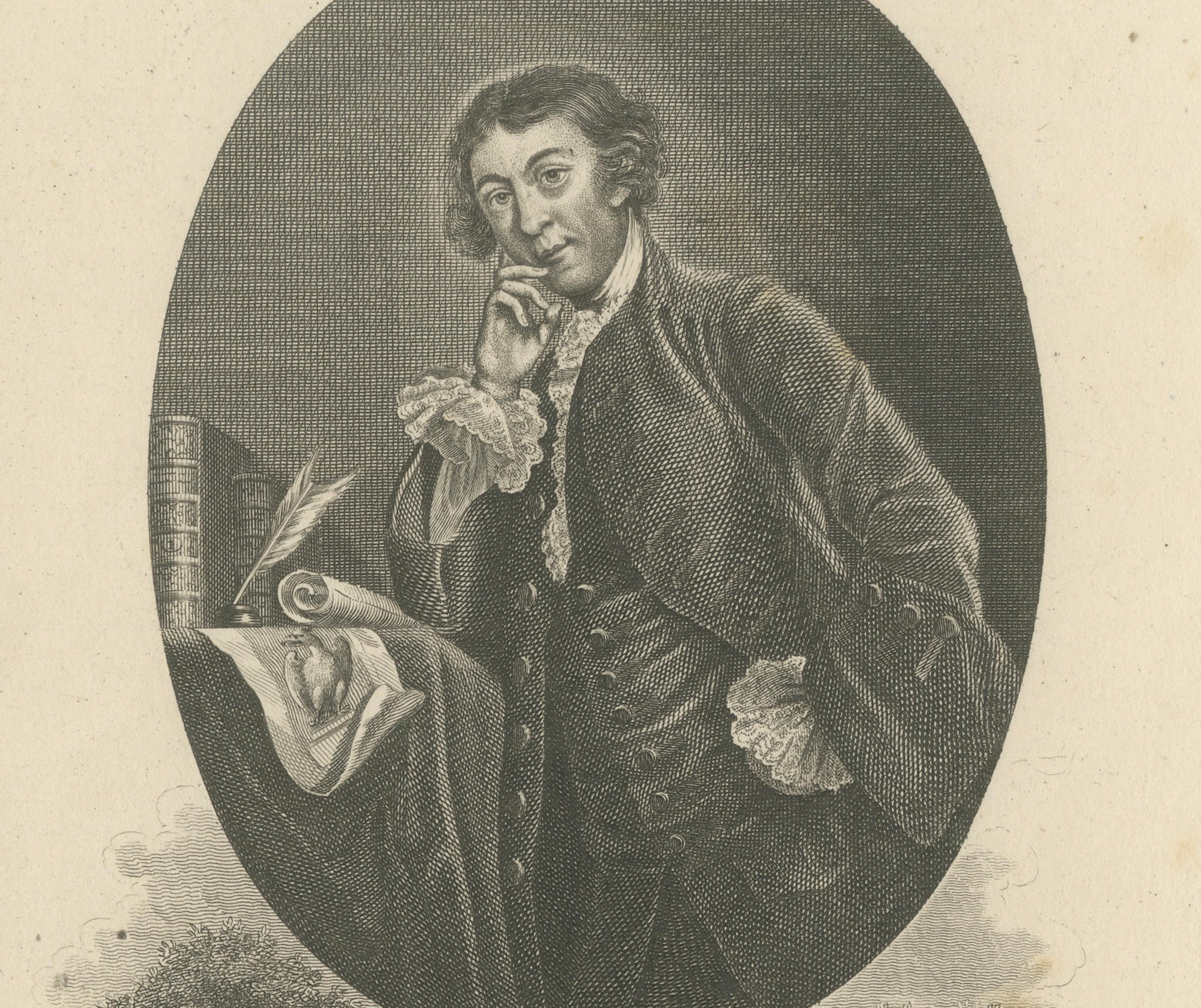 Horace Walpole Portrait - Strawberry Hill Engraving after Reynolds, 1787