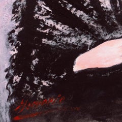 'Young Spanish Lady in Formal Dress with a Fan', Flamenco, Senorita with Roses