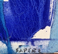 abstract with portrait oil and collage on canvas painting