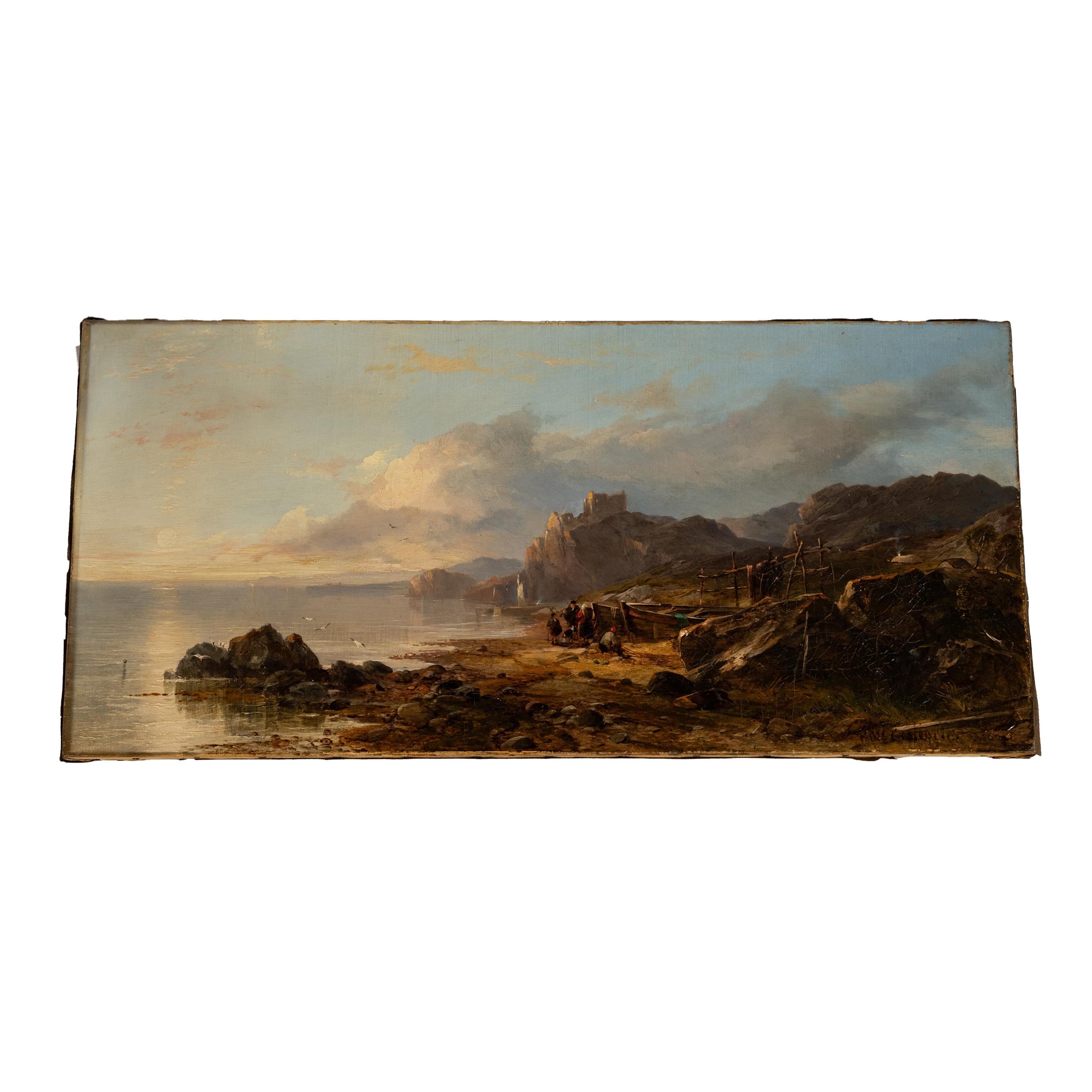 Antique Scottish Oil on Canvas Painting Tantallon Castle Ruin East Lothian 1850  For Sale 10