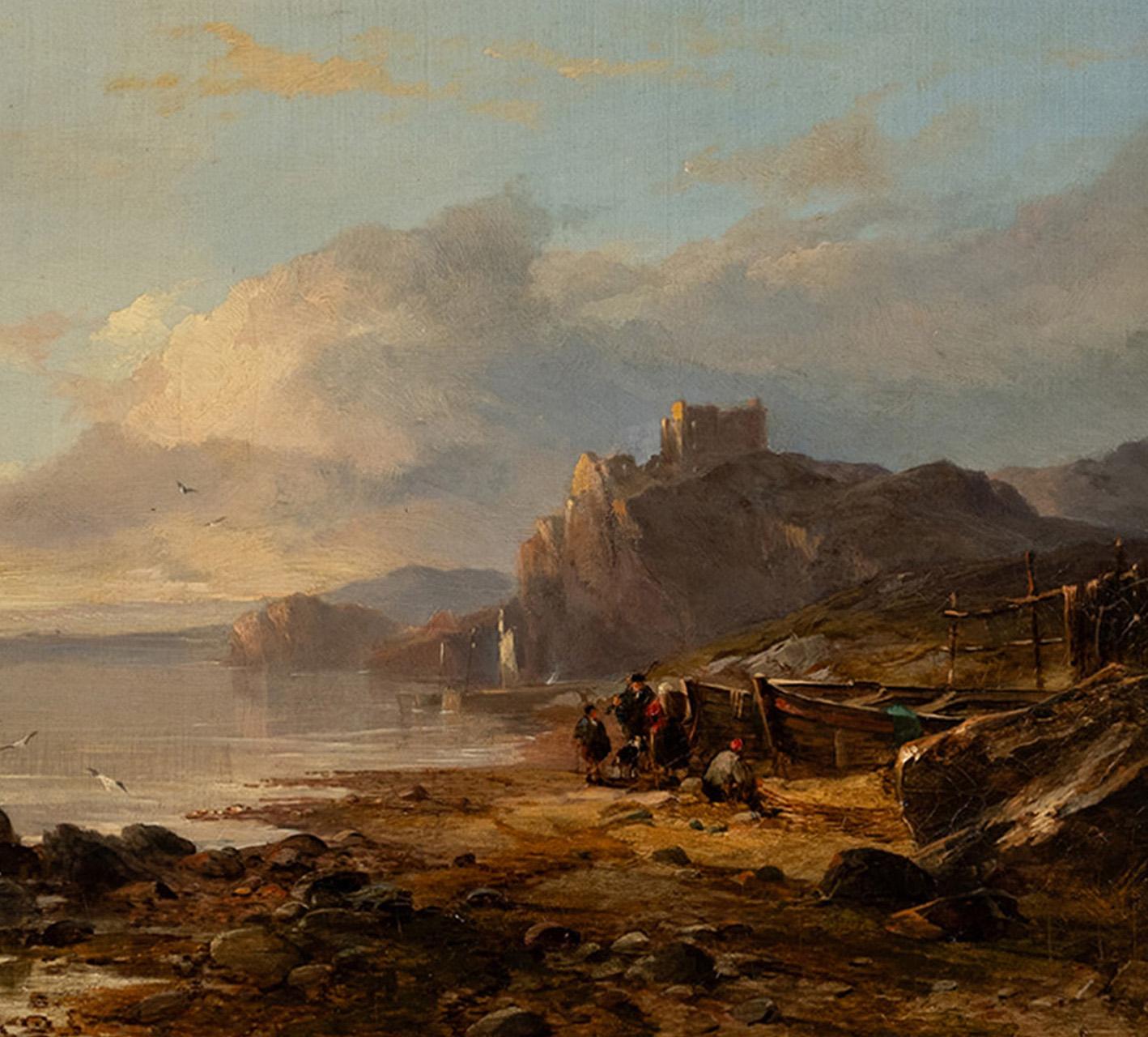 Antique Scottish Oil on Canvas Painting Tantallon Castle Ruin East Lothian 1850  For Sale 7