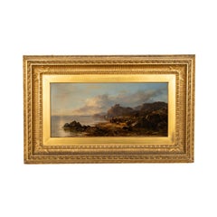 Antique Scottish Oil on Canvas Painting Tantallon Castle Ruin East Lothian 1850 