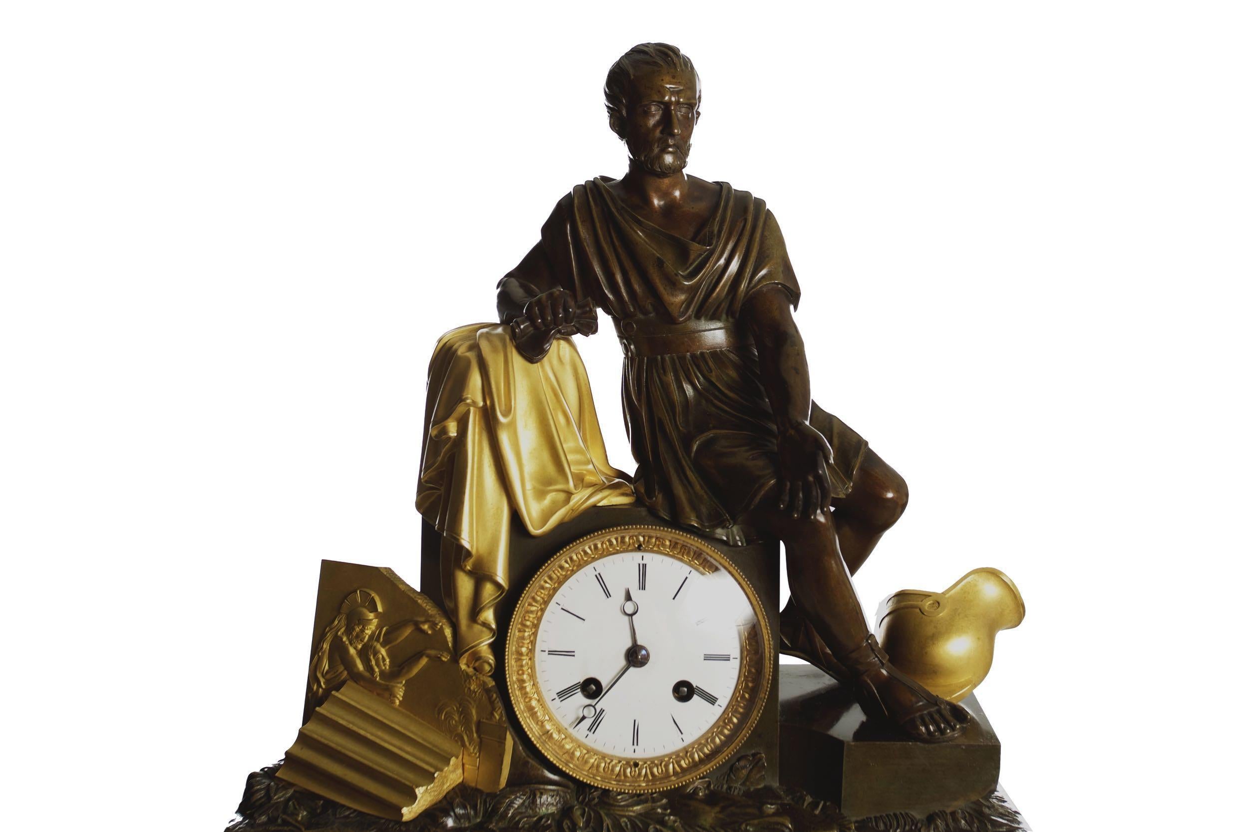 “Horatius & the Fall of Rome” French Empire Antique Bronze Mantel Clock For Sale 1