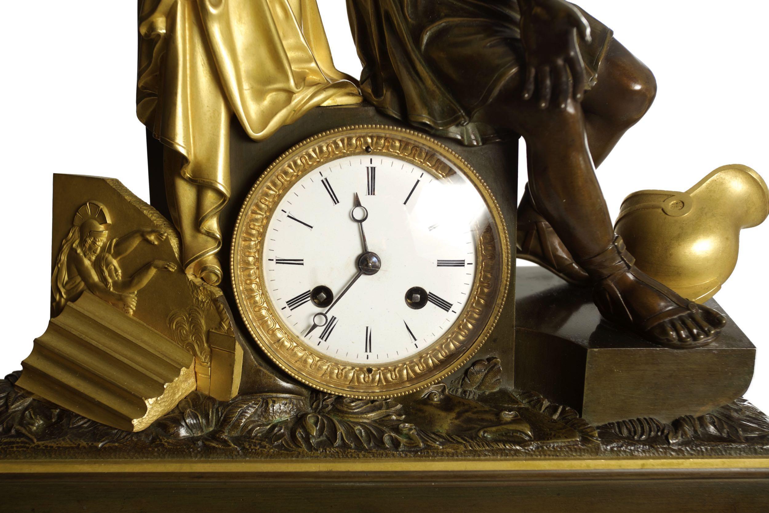 “Horatius & the Fall of Rome” French Empire Antique Bronze Mantel Clock For Sale 2