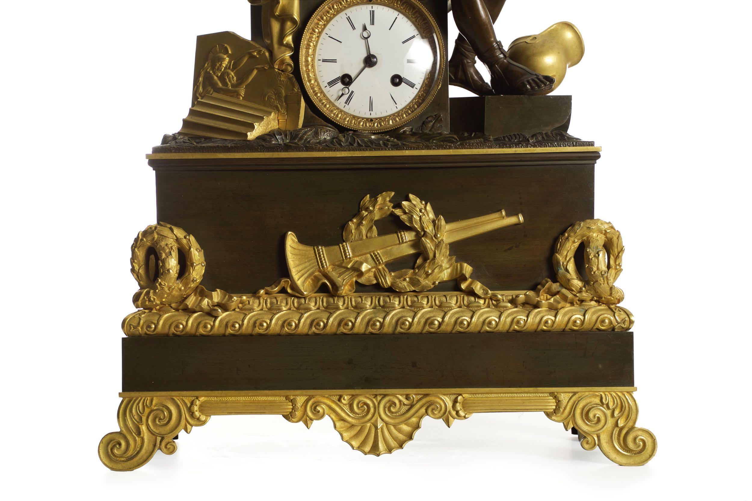 “Horatius & the Fall of Rome” French Empire Antique Bronze Mantel Clock For Sale 5