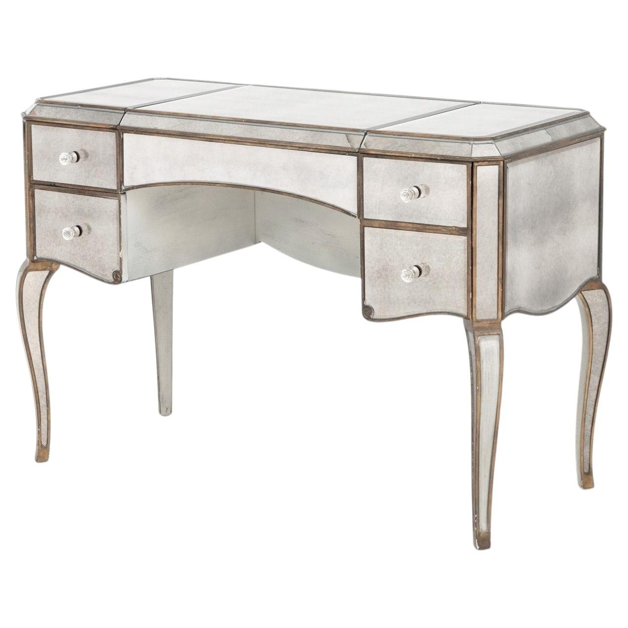 Horchow "Claudia" Mirrored Vanity Table, Divided Compartment For Sale