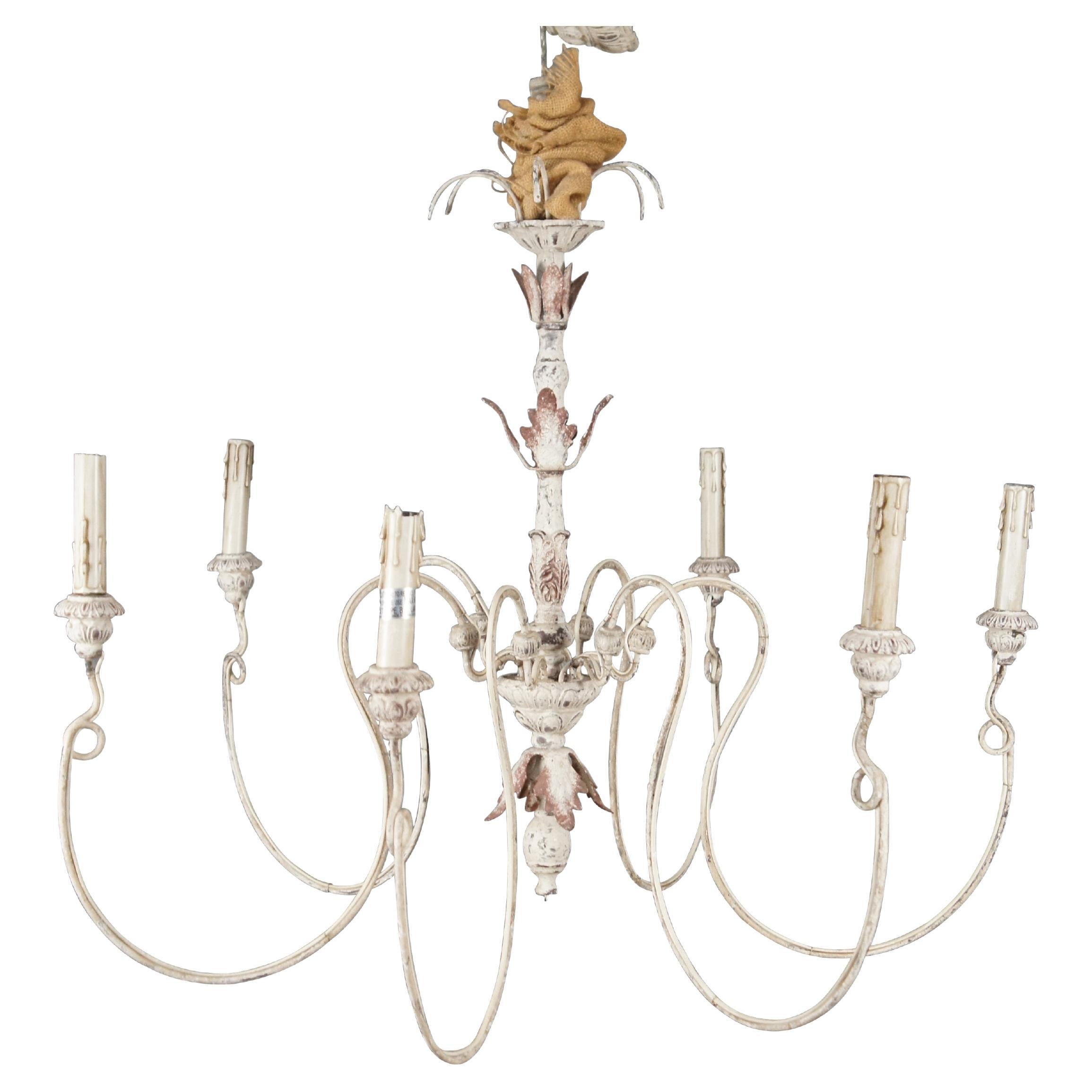 Horchow French Country Farmhouse 6 Light Chandelier Chic Aidan Gray Style 34"