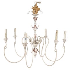 Vintage Horchow French Country Farmhouse 6 Light Chandelier Chic Aidan Gray Style 34"