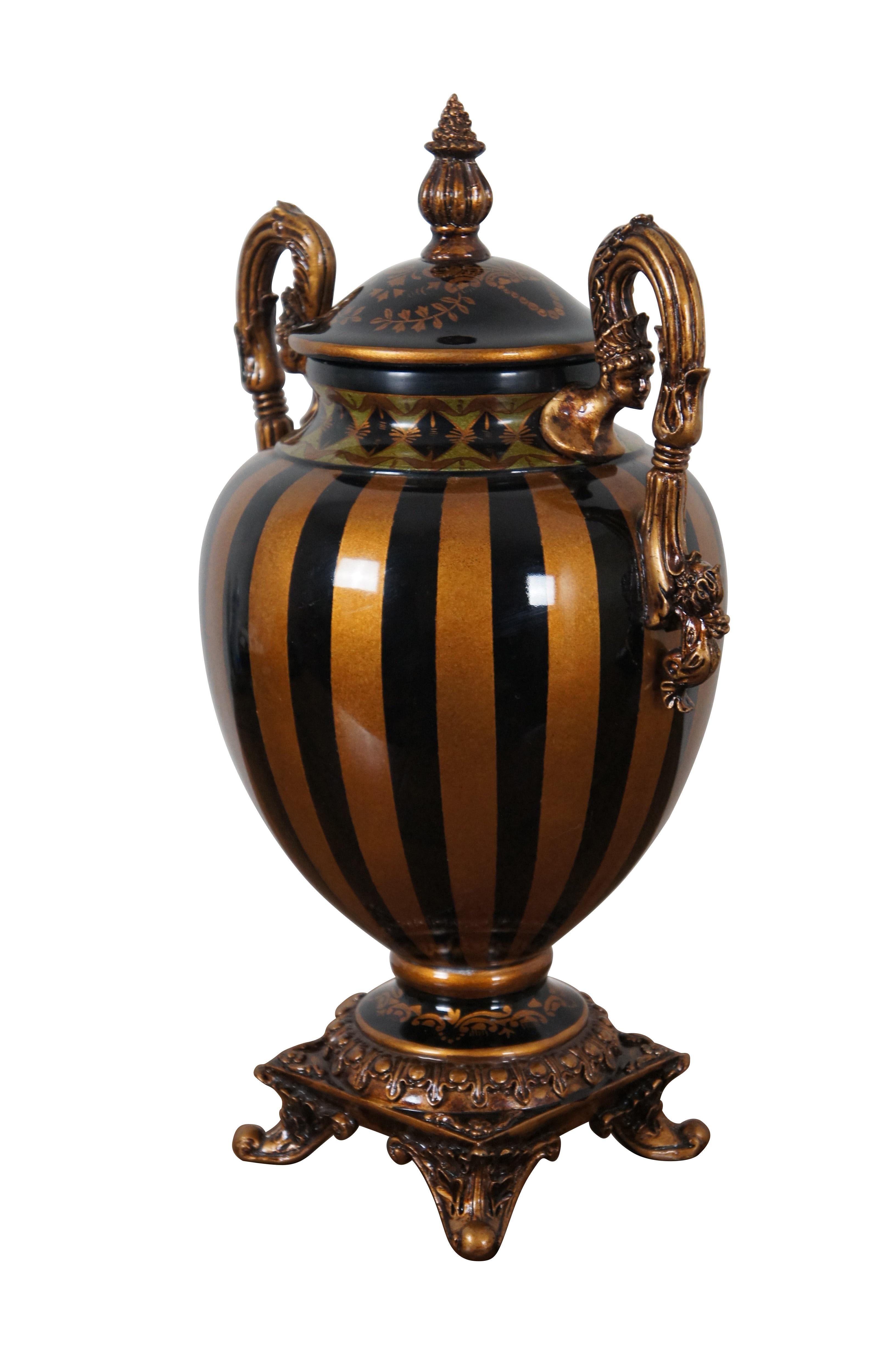 Horchow Ginger Jar Trophy Urn Mantel Vase Footed Handled w Lid 16
