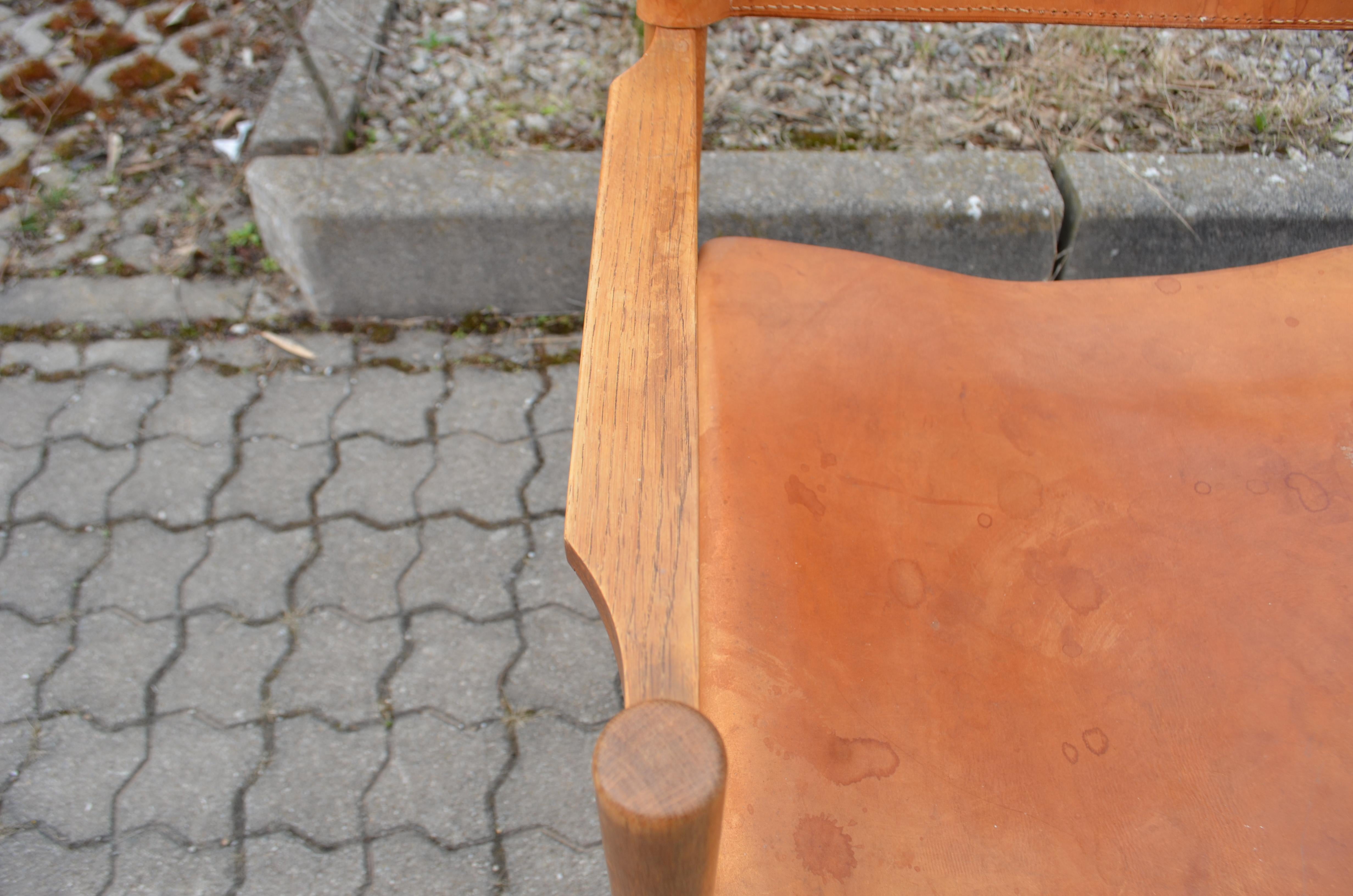 Horgen Glarus Modell 903 by Kurt Culetto Cognac Swiss Folding Spanish Chair For Sale 2