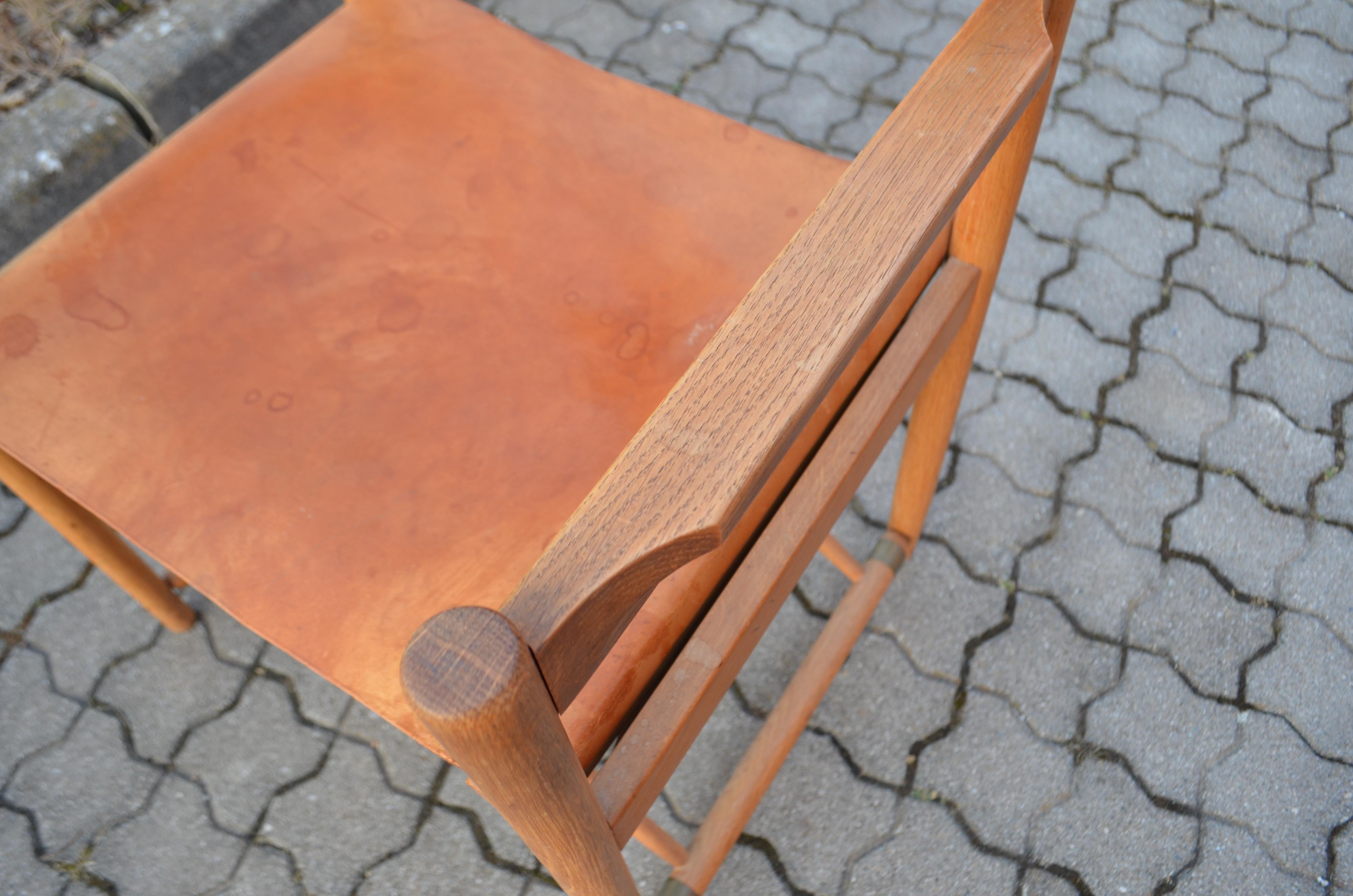 Horgen Glarus Modell 903 by Kurt Culetto Cognac Swiss Folding Spanish Chair For Sale 3
