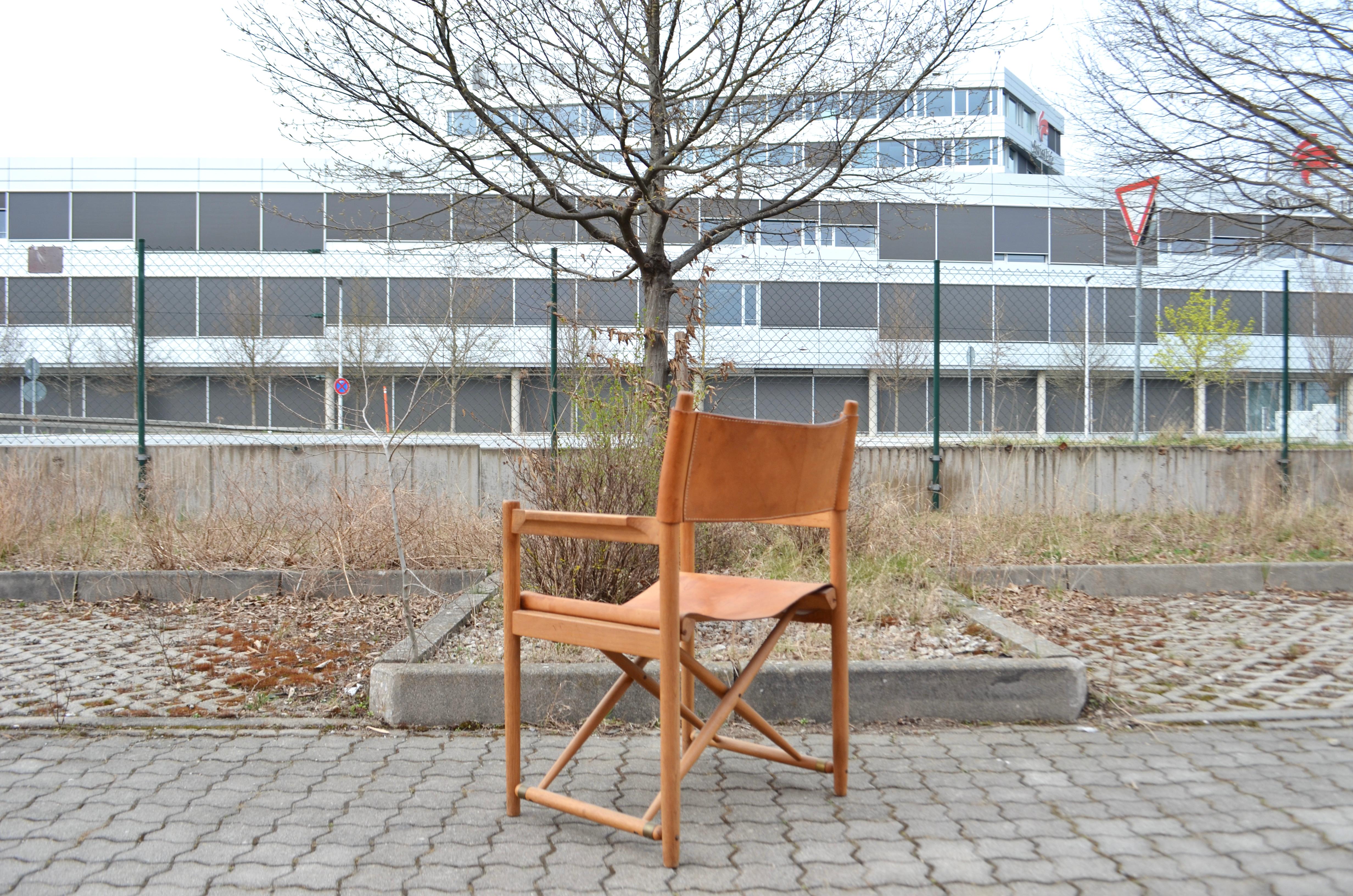 Mid-Century Modern Horgen Glarus Modell 903 by Kurt Culetto Cognac Swiss Folding Spanish Chair For Sale