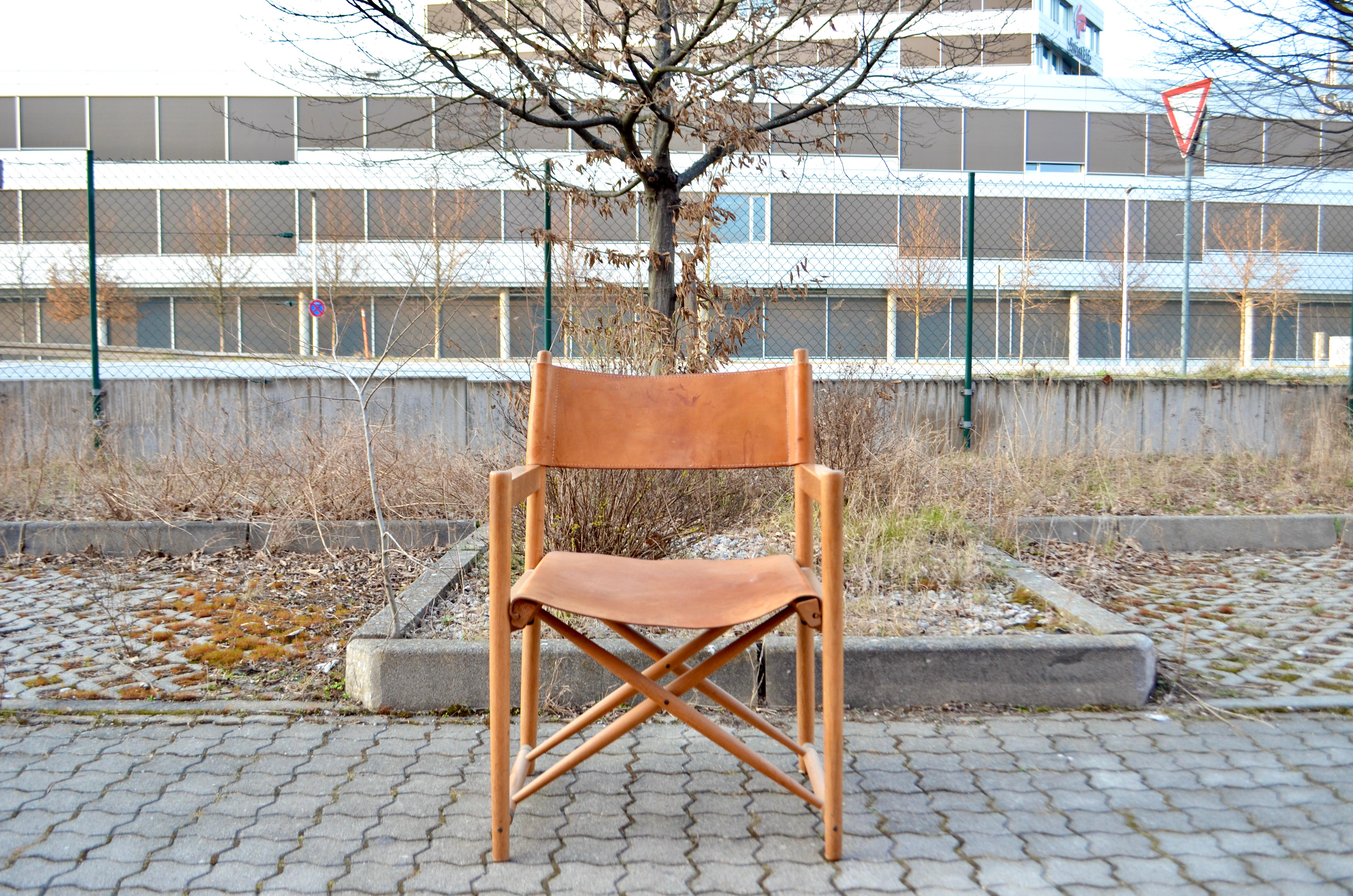 Horgen Glarus Modell 903 by Kurt Culetto Cognac Swiss Folding Spanish Chair In Good Condition For Sale In Munich, Bavaria