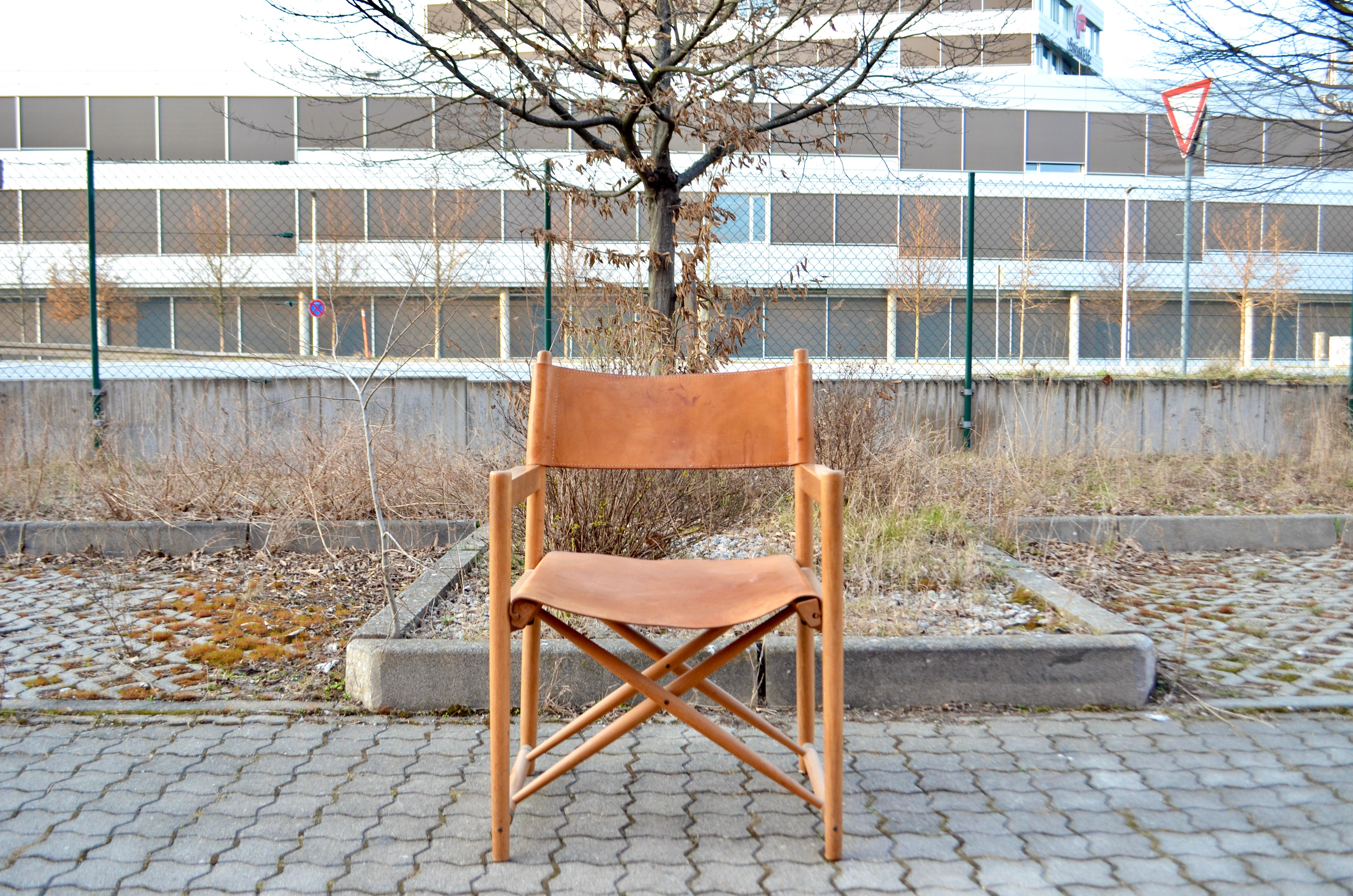 Horgen Glarus Modell 903 von Kurt Culetto Cognacfarbener klappbarer spanischer Stuhl mit klappbarem Horgen (Schweizerisch) im Angebot