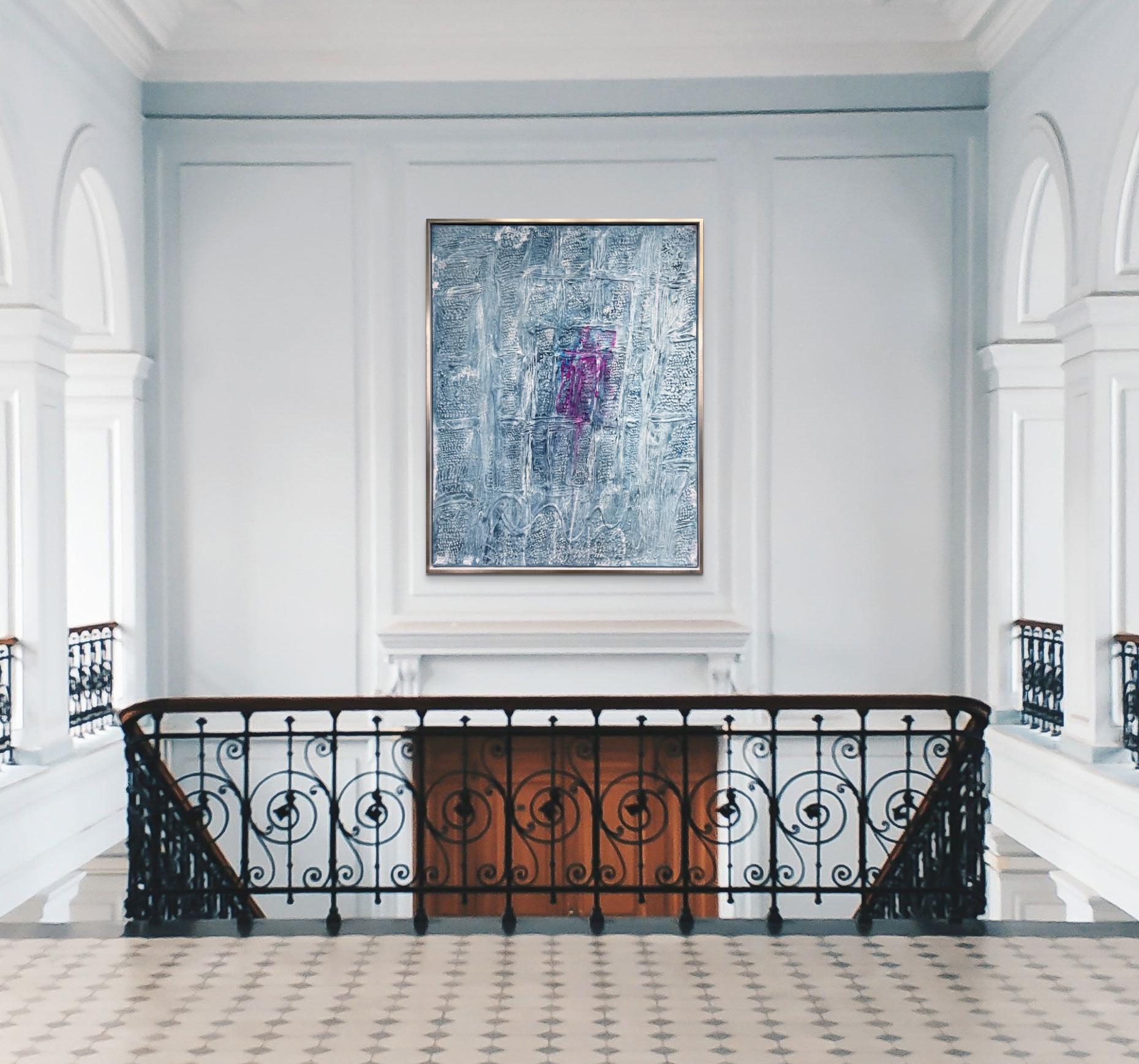 Composizione Blu Centro Rouge - Painting di Horia Damian
