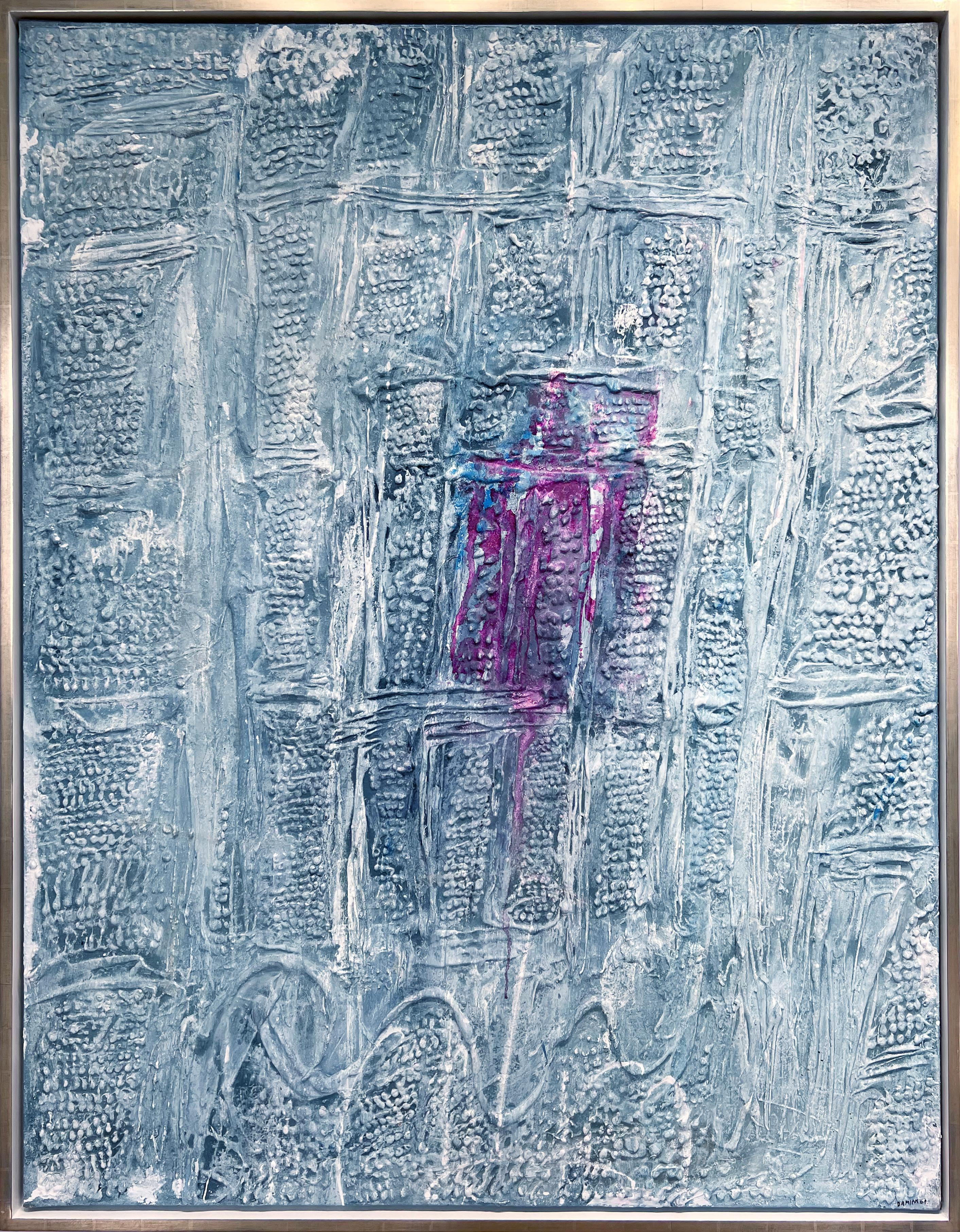 Composizione Blu Centro Rouge - Painting Astratto di Horia Damian