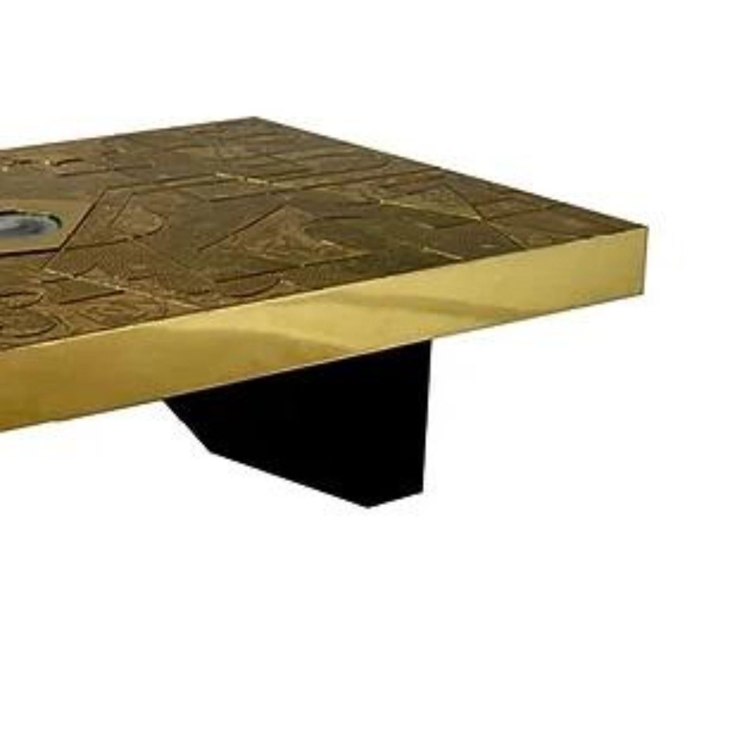 Modern Horizon 2 Stone And Brass Coffee Table by Brutalist Be For Sale