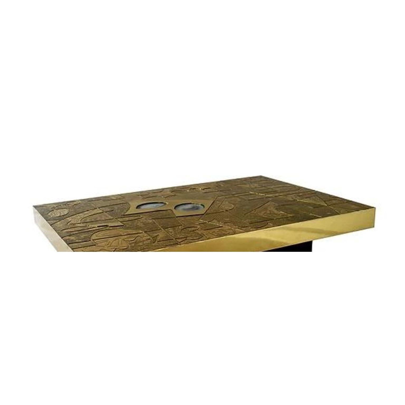 Belgian Horizon 2 Stone And Brass Coffee Table by Brutalist Be For Sale