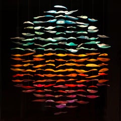 Horizon a multi colored hand blown glass installation