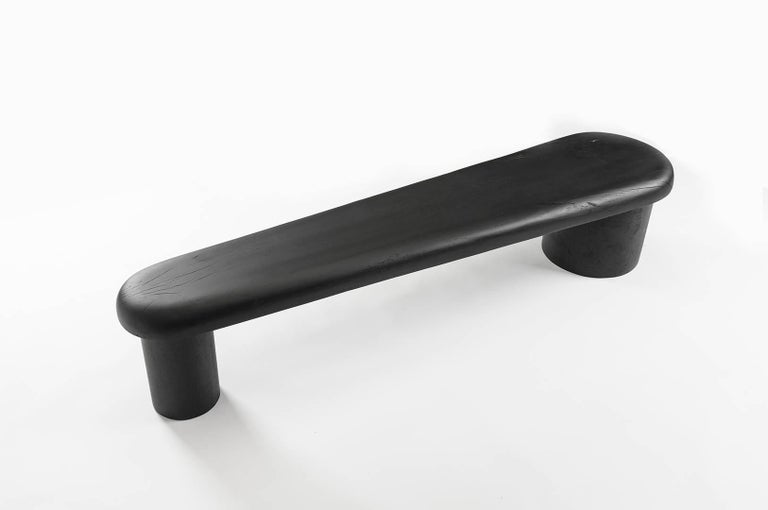 Ebonized Horizon Bench by RAIN, Contemporary Bench in Wood, Limited Edition For Sale