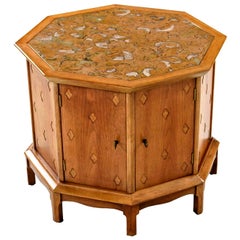 Horizon by Thomasville Moroccan Style Abstract Stone Top Octagon Commode Cabinet