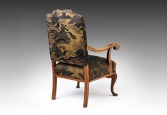 Horizon Crest: Baroque-Style Oak Armchair in Jim Thompson Matelassé