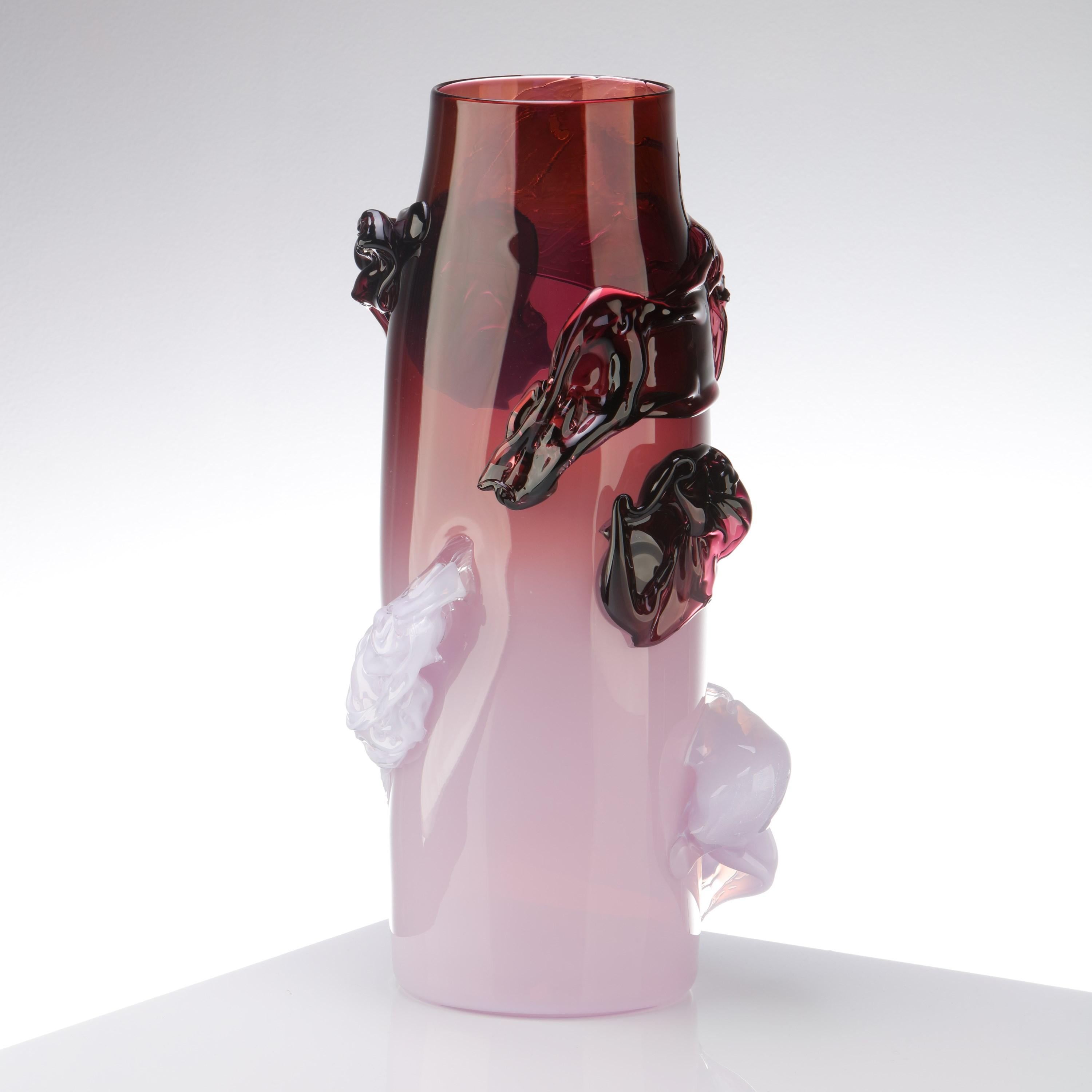 Organic Modern  Horizon in Violet, an Abstract Aubergine & Lilac Glass Vase by Bethany Wood For Sale