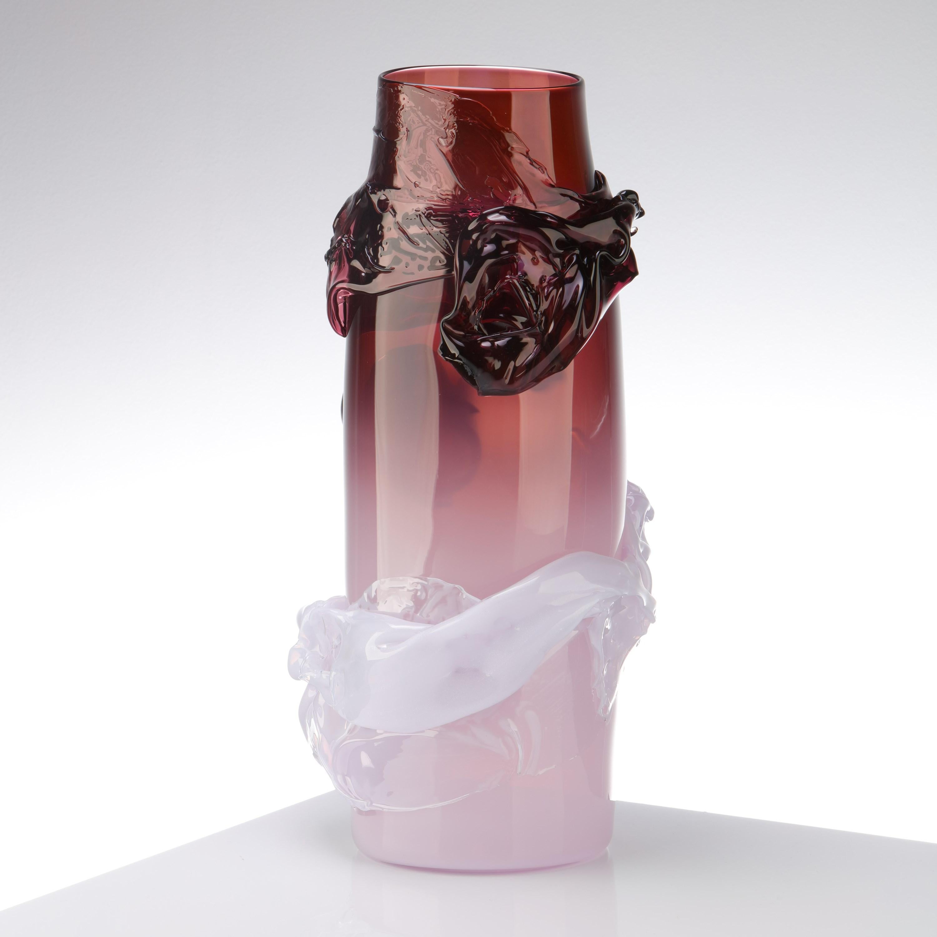 Hand-Crafted  Horizon in Violet, an Abstract Aubergine & Lilac Glass Vase by Bethany Wood For Sale