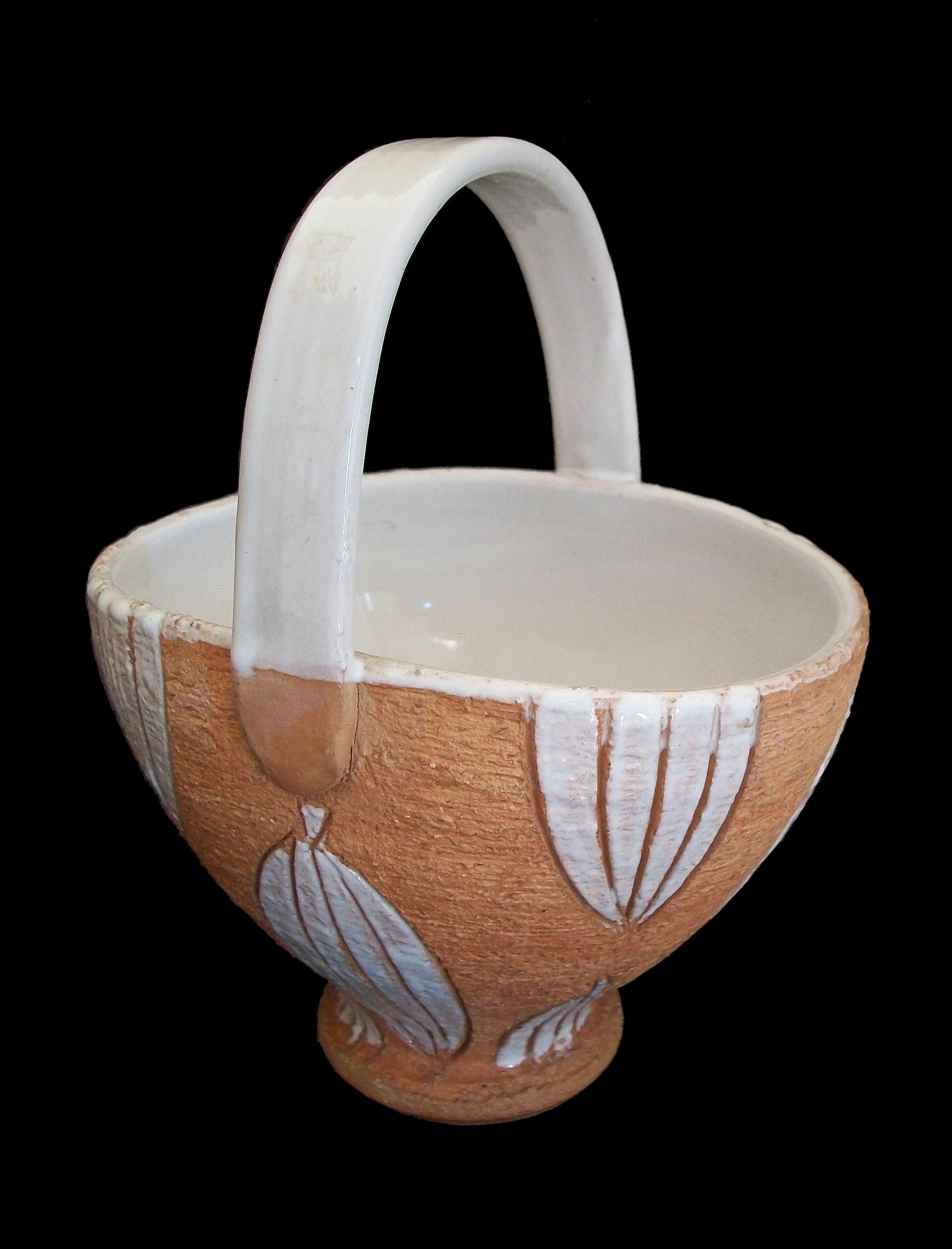 Mid-Century Modern HORIZON - Panier / bol / vase en poterie de studio du milieu du siècle dernier - Italie - vers les années 1960 en vente